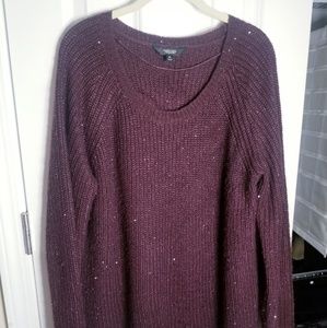 Vera Wang Plum Sweater with festive glitter XL